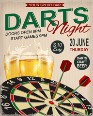 darts night retro poster.