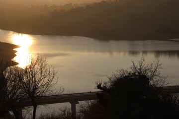 Canvas Print - Tramonto sul lago