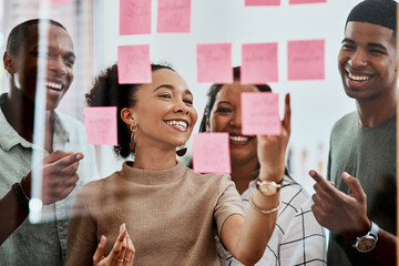 Poster - Leading the way in creative innovation. Shot of a group of young businesspeople having a brainstorming session in a modern office.
