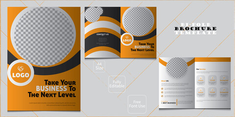 Wall Mural - Bi-Fold Brochure Template, Business brochure template layout design, business profile template design,4 pages, annual report, minimal, editable business brochure, Corporate marketing Brochure Design,