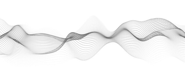 Wall Mural - Digital dynamic wave of particles. Vector abstract white futuristic background. Big data visualization.