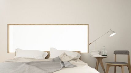 Wall Mural - The interior minimal  bedroom space 3d rendering and white background	
