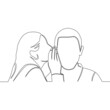 Continuous line drawn Woman and man are whispering