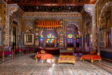 Takhat Vilas Maharaja Takhat Singh's Chamber Room In Mehrangarh Fort. Jodhpur, Rajasthan, India