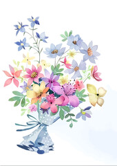  Aesthetic Flower Bouquet Vector, Wedding Bouquet Drawing Watercolor, Bouquet Of Flower Hand Drawn
