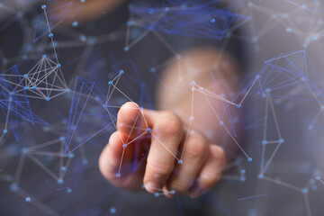 Abstract network of physical devices on the Internet using a network connection with statistics numbers 3d illustration