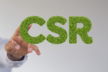 Canvas Print - acronym CSR - corporate social responsibility renewable energy green climate concept