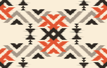 Wall Mural - Ethnic abstract ikat art. Seamless pattern in tribal, folk embroidery, and Mexican style. Aztec geometric art ornament print.Design for carpet, wallpaper, clothing, wrapping, fabric, cover, textile