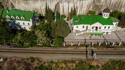 St. Klimentovsky Cave Monastery in the rock in Inkerman in the Crimea