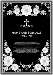 Memorial & Funeral Card Templates with flowers paper cut