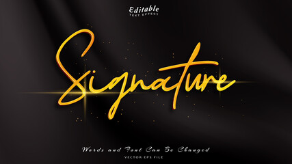 Wall Mural - signature editable text effect with black wavy background. black silk luxury background.