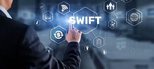 SWIFT. Society for Worldwide Interbank Financial Telecommunications. Financial Banking regulation concept