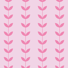 Wall Mural - Pink leaf vector pattern, seamless botanical print, garland background,