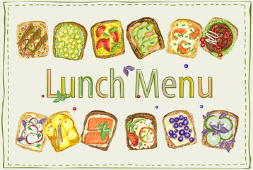 Wall Mural - Lunch menu vector template