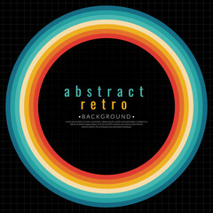 Wall Mural - circle retro 70s background. vintage 70s stripe colorful rainbow. 1970s color wallpaper. vector illu