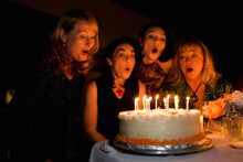 Group Of Friends Celebrating Birthday In Restaurant