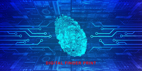 Sticker - Fingerprint Scanning Technology Concept 2d Illustration
