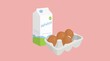 Vector Isolated Illustration of an Egg Whites Box or Carton with a Carton of Eggs