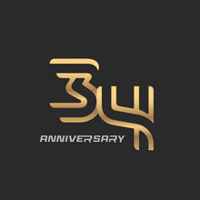 34 Years Anniversary Celebration Logotype With Elegant Modern Number