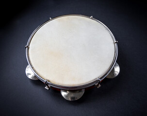 Brazilian tambourine isolated on black background