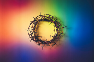 Sticker - Crown of Thorns in a multicolor background