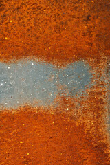 Wall Mural - Steel textured metal background sheet with heavy rust. Top view, vertical orientation. Flat lay.