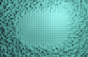 Wall Mural - 3D rendering dynamic cubes abstract background with space for text, business, science, technology concept illustration.