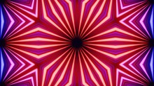 Tunnel Star Symmetry. Line Red Pattern. Vj Loop Motion Design Kaleidoscope Background. Abstract Bg Motion Graphics 3d Symmetrical Glowing Kaleidoscopic Construction. Night Club Vj. Sci-fi Background.