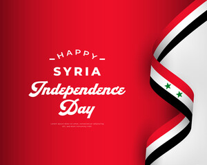 Wall Mural - Happy Syria Independence Day April 17th Celebration Vector Design Illustration. Template for Poster, Banner, Advertising, Greeting Card or Print Design Element