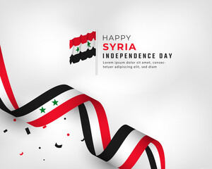 Wall Mural - Happy Syria Independence Day April 17th Celebration Vector Design Illustration. Template for Poster, Banner, Advertising, Greeting Card or Print Design Element