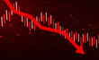 © visuals6x - Stock Market Crash Red Abstract Background with Arrow Going Down. Market crash and finance concept backdrop