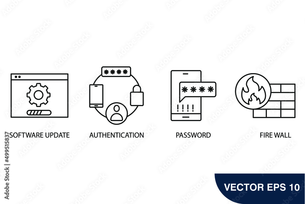 Cybers ecurity icons symbol vector elements for infographic web Stock ...
