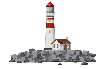 Wall Mural - A lighthouse on white background