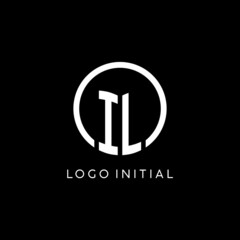 Initial letter IL uppercase combined with circle outline, Modern minimal monogram logo style