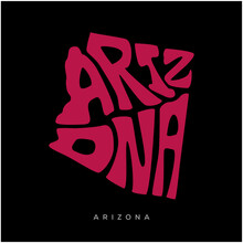 Arizona Map Typography. Arizona State Map Typography. Arizona Lettering.