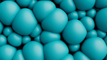 Abstract Background Formed From Teal 3D Balloons. Colorful 3D Render.  