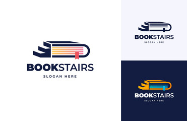 book stairs solution idea progress success education vector logo design, Graduation stairway success achievement dream goal logo design