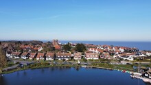 Aerial Drone Panorama Of Thorpeness Suffolk England  