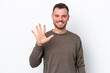 © luismolinero - Young Brazilian man isolated on white background counting five with fingers