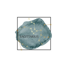 Zodiac constellations -Sagittarius. Horoscope line symbols on white background.