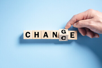Wall Mural - Changing word Change to Chance on wooden blocks concept for opportunity, possibility and optimism