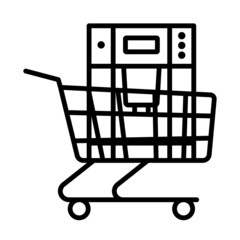 Sticker - Shopping Cart With Cofee Machine Icon