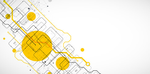 Abstract technology concept. Circuit board, high computer background. Vector illustration with space for content, web - template, business tech presentation.