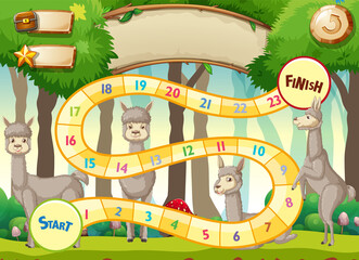 Wall Mural - game design with alpaca in background