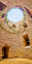 Panorama Of The Spin View Of The Cloudy Sky From The Ruined Tower Of The Citadel Of Akkerman Fortress, Bilhorod-Dnistrovskyi, Ukraine