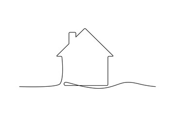 continuous thin line home icon