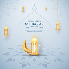 Eid Mubarak Colorful Luxury Islamic Background With Decorative Ornament, Eid Mubarak Social Media Post Design.
