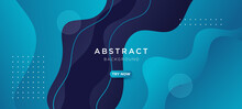 Liquid Abstract Background. Blue Fluid Vector Banner Template For Social Media, Web Sites. Wavy Shapes	
