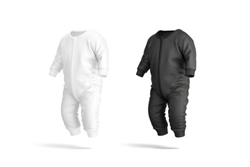 Sticker - Blank black and white baby zip-up sleepsuit mockup, side view