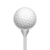 Fototapeta Desenie - Golf Ball On Tee For Play Game On Field Vector. Golf Ball On Stick For Hitting At Meadow Hole, Sport Activity Accessories. Player Golfing Equipment For Training Template Realistic 3d Illustration